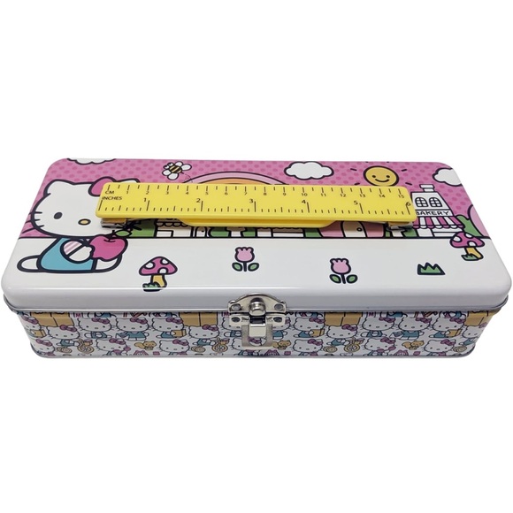 Sanrio Hello Kitty Pencil Box with Ruler Handle - Picture 1 of 7